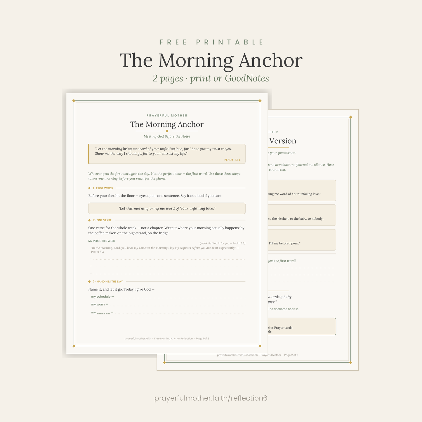 Morning Anchor — Free Printable Reflection for Moms (Psalm 143:8)