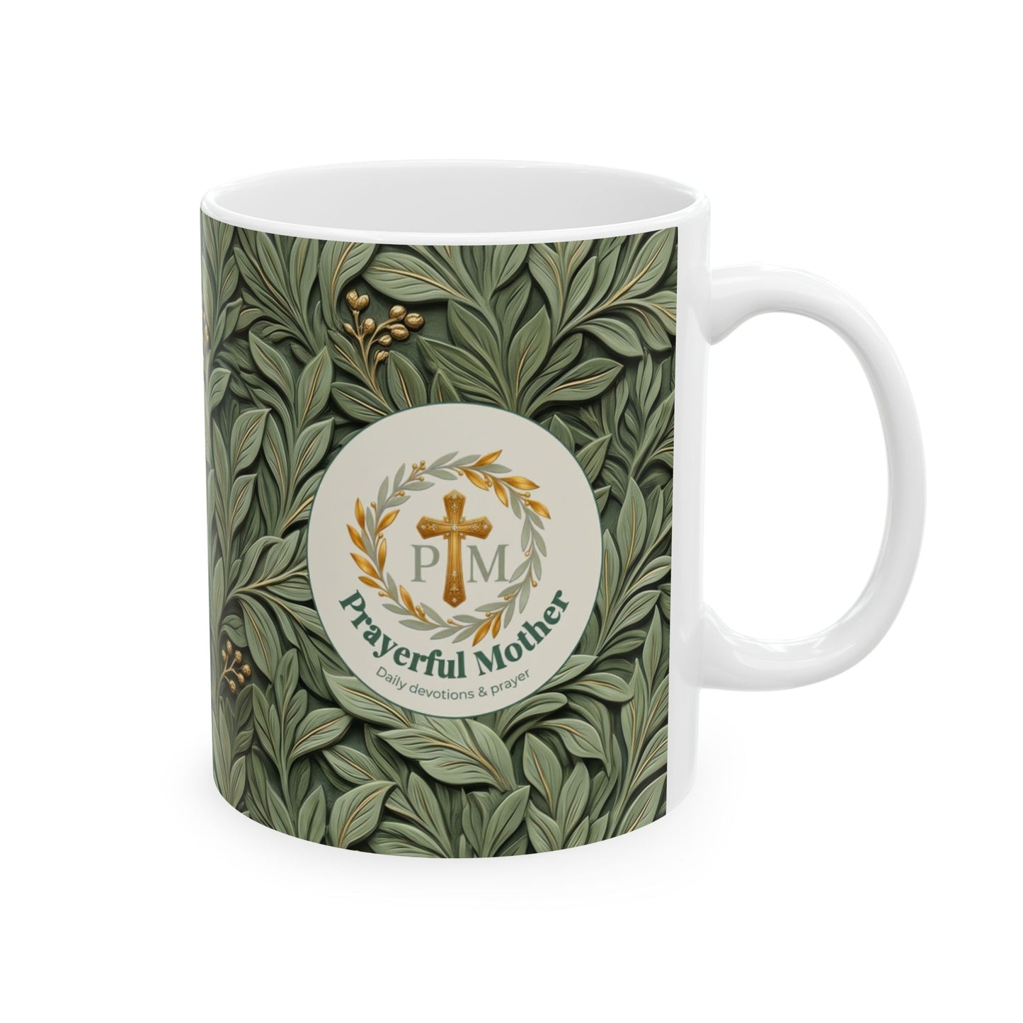 Botanical Leaves Ceramic Mug – Green Foliage Coffee Cup (11oz/15oz)