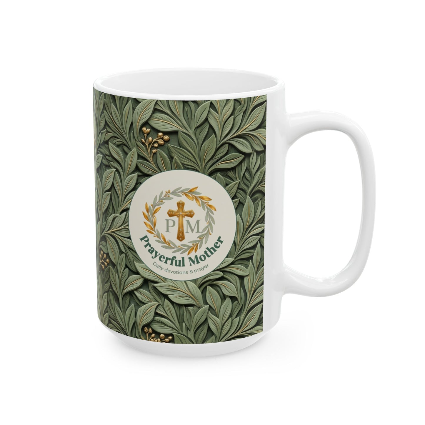 Botanical Leaves Ceramic Mug – Green Foliage Coffee Cup (11oz/15oz)