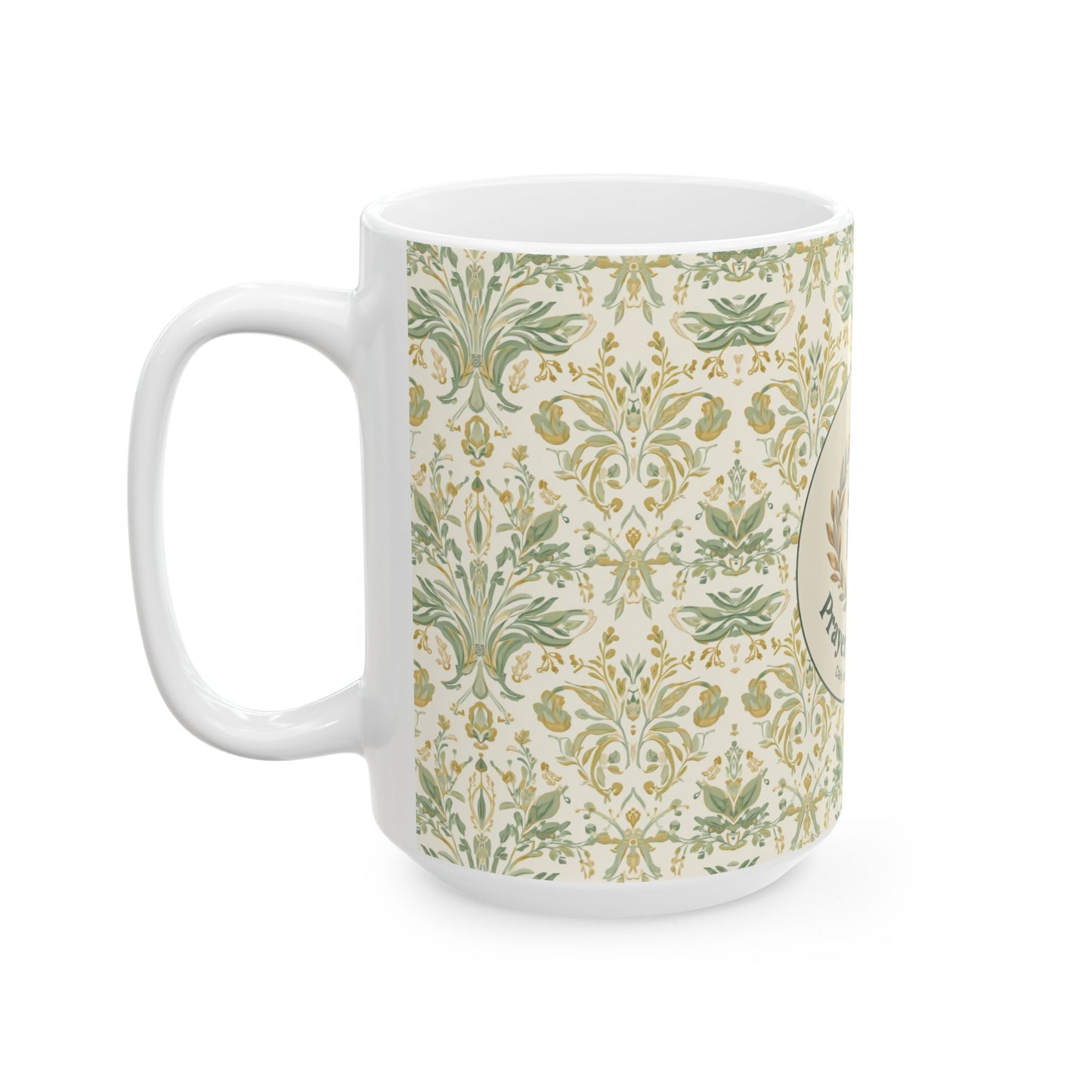 Prayerful Mother Ceramic Mug — Floral Cross Design (11oz & 15oz)
