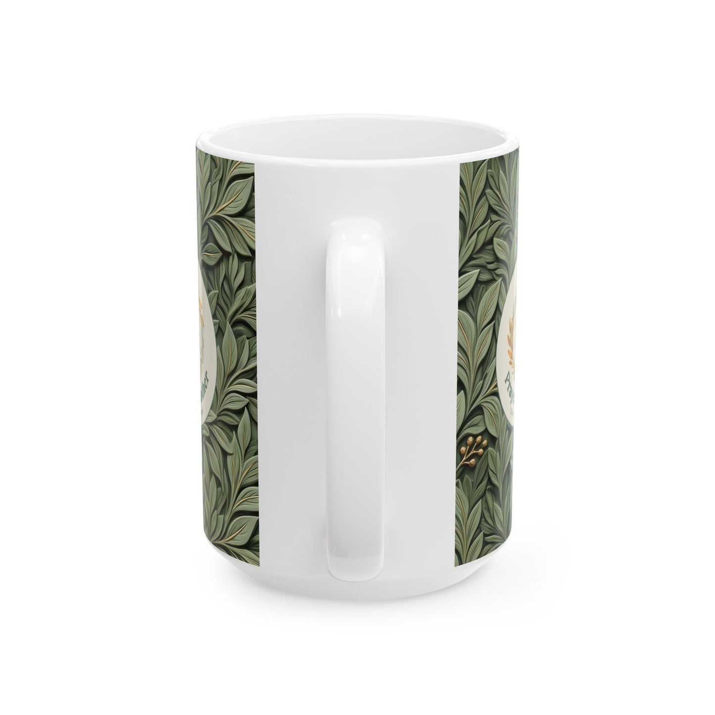 Botanical Leaves Ceramic Mug – Green Foliage Coffee Cup (11oz/15oz)