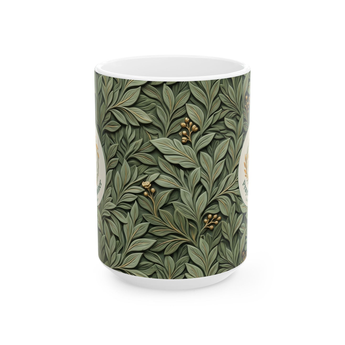 Botanical Leaves Ceramic Mug – Green Foliage Coffee Cup (11oz/15oz)