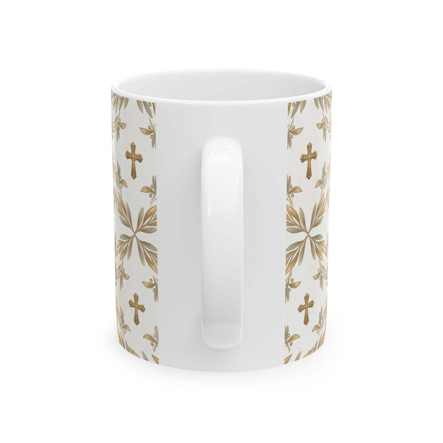 Prayerful Mother Ceramic Mug — Religious Floral Cross Coffee Cup (11oz & 15oz)