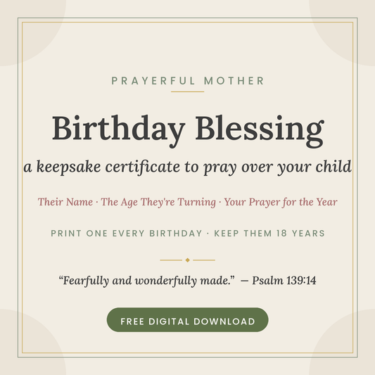 Birthday Blessing Keepsake — free printable certificate cover