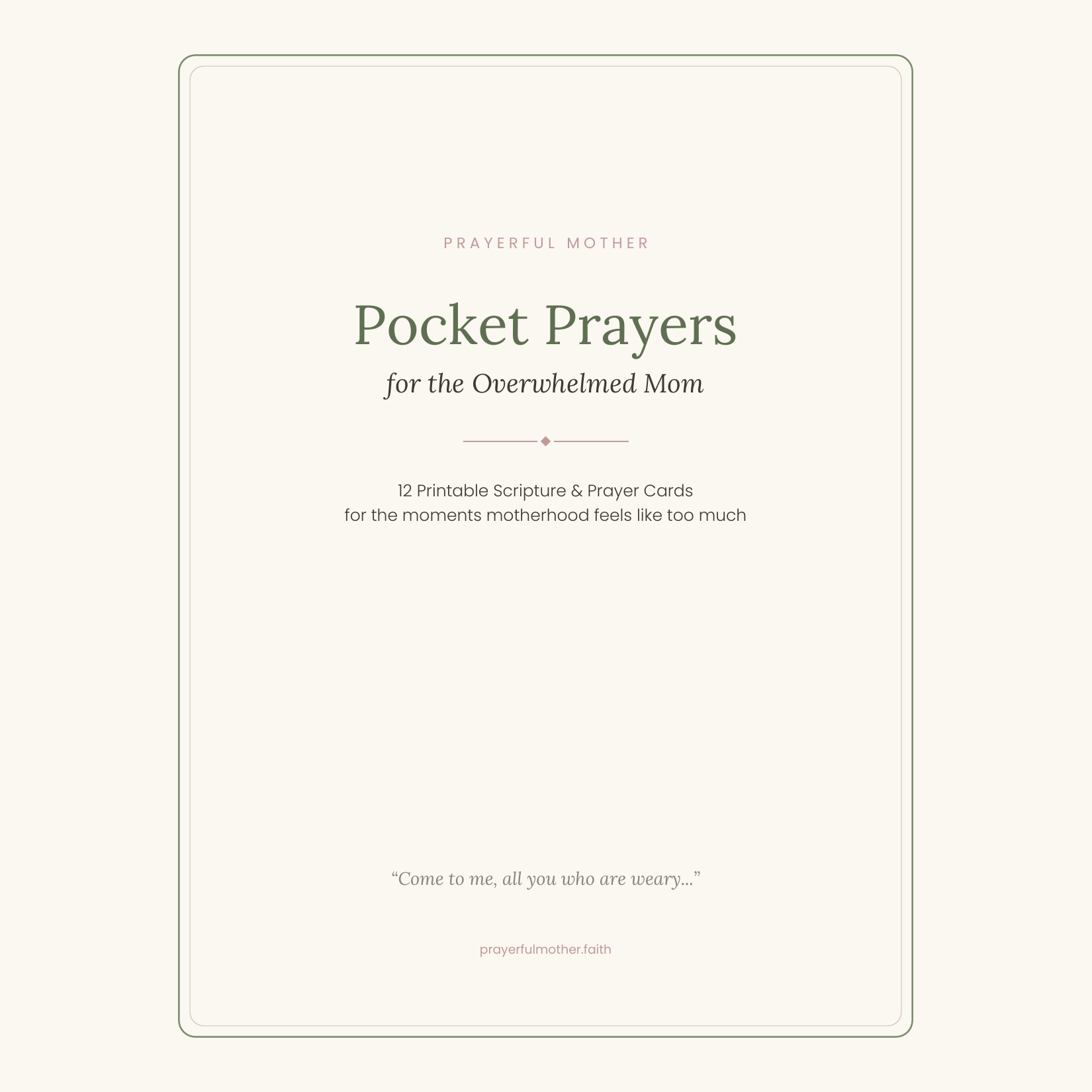 Pocket Prayers for the Overwhelmed Mom — cover of 12 printable scripture and prayer cards
