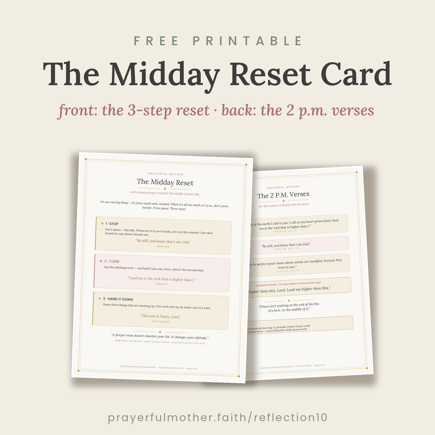 Midday Reset — Free Printable Prayer Reset Card for Overwhelmed Moms (Psalm 61:2)